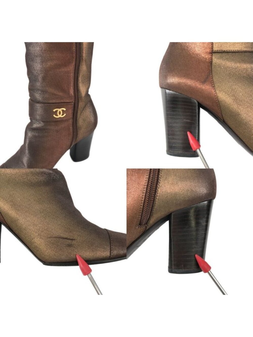 Chanel CC Logo Gradient Round Toe Heel Long Boots 3812 Brown - Picture 9 of 10